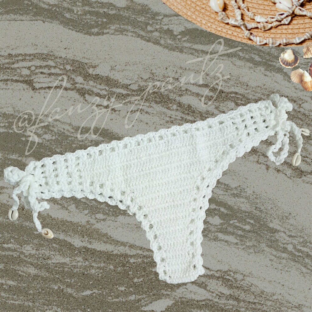Crochet bikini swimsuit white 2 piece - Picture 6 of 7